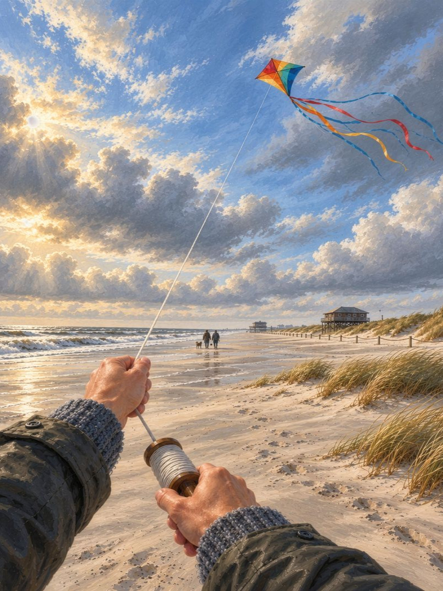 Drachen steigen an der Nordsee
