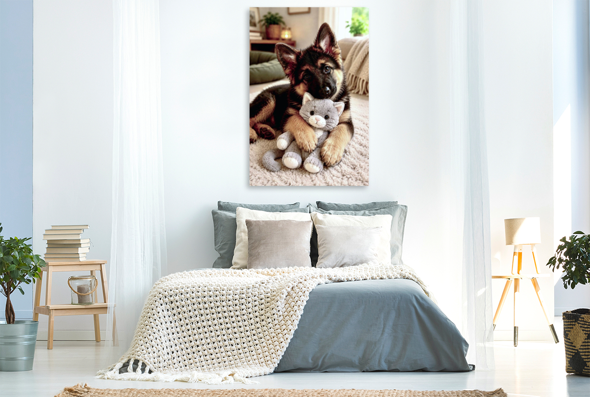 Schäferhund mit Katze
