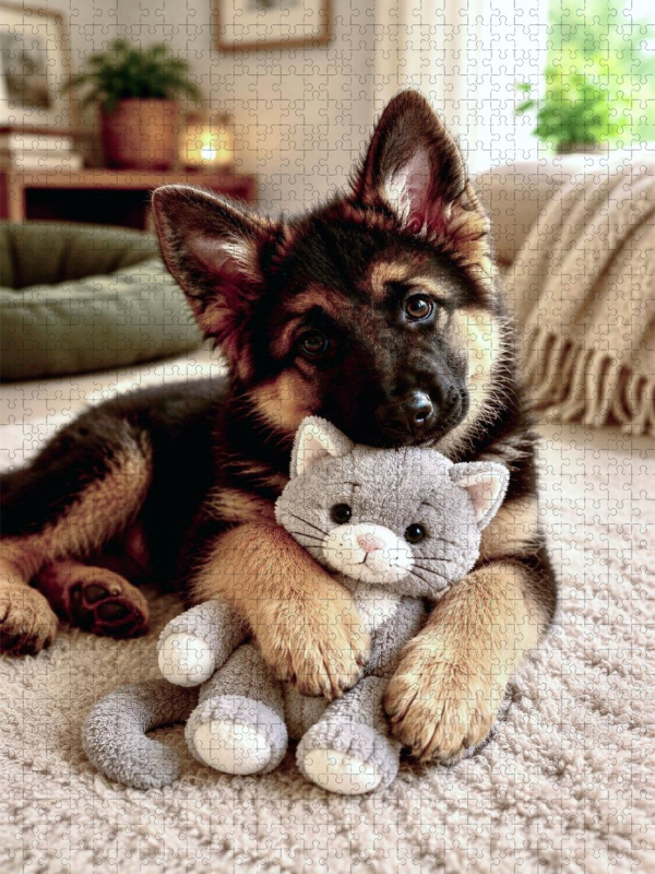 Schäferhund mit Katze