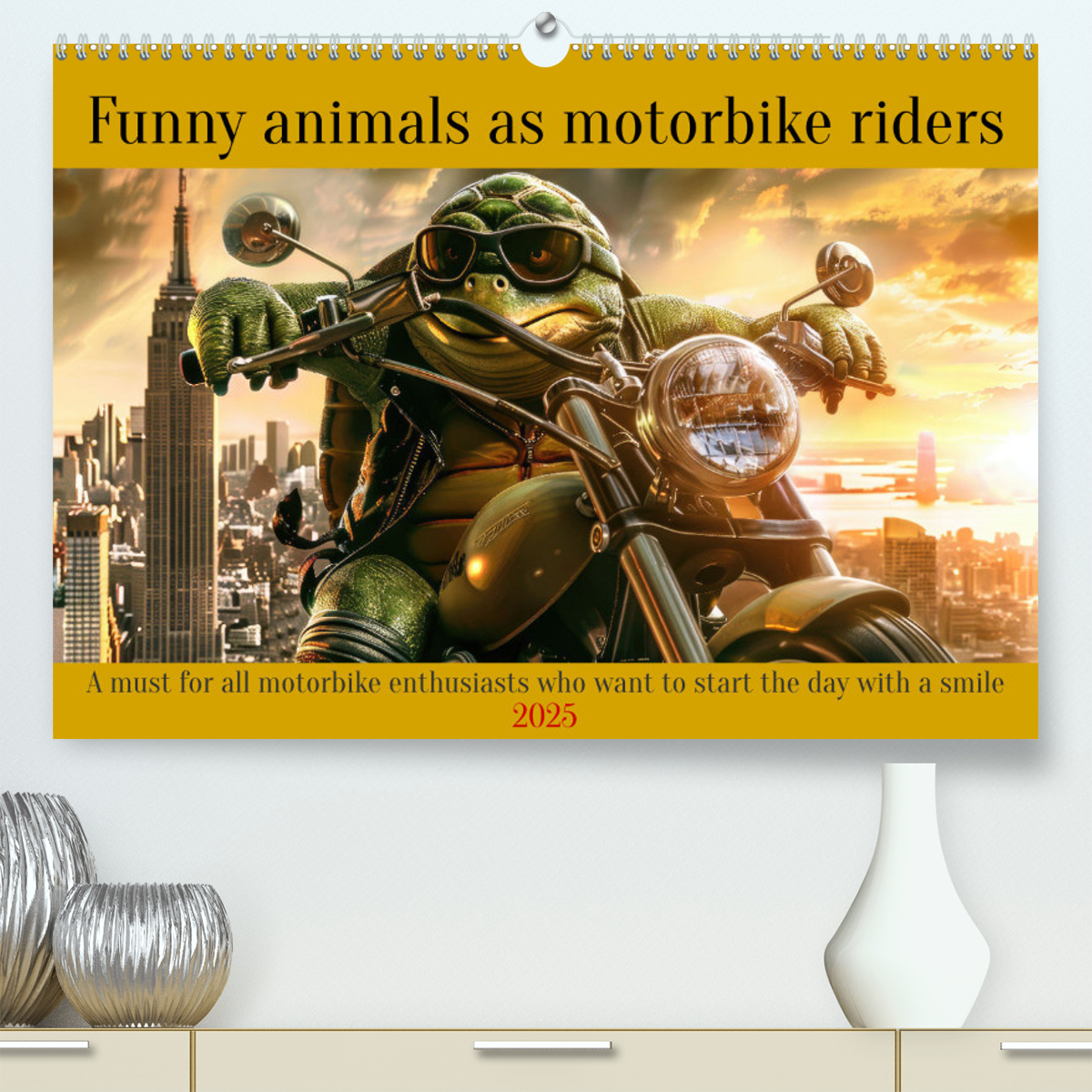 Funny animals as motorbike riders