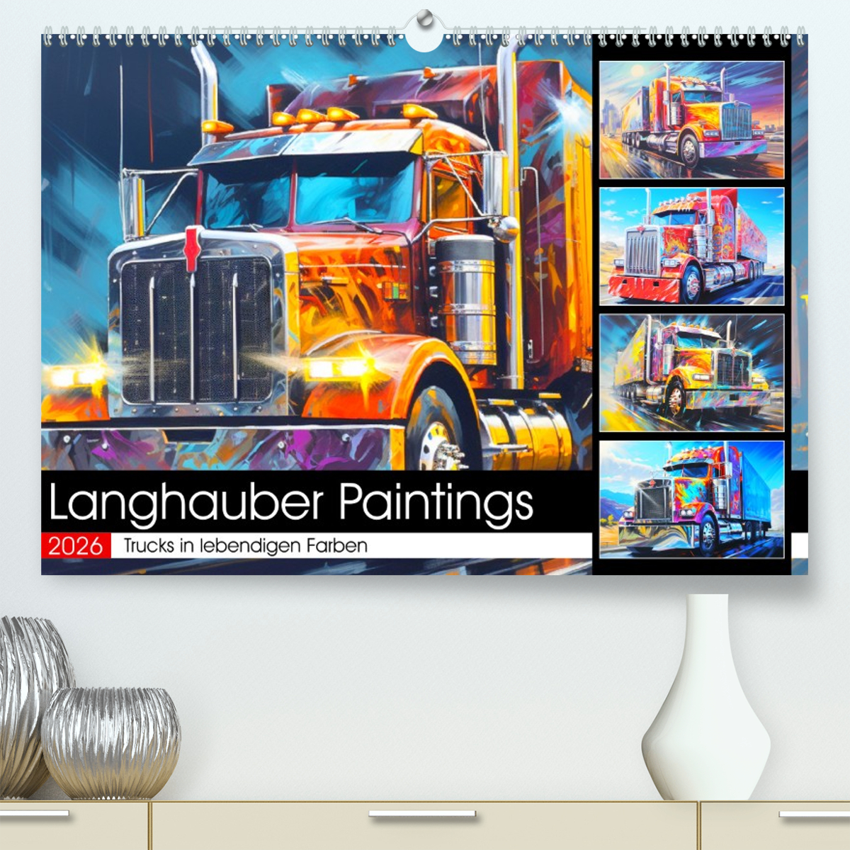 Langhauber Paintings. Trucks in lebendigen Farben
