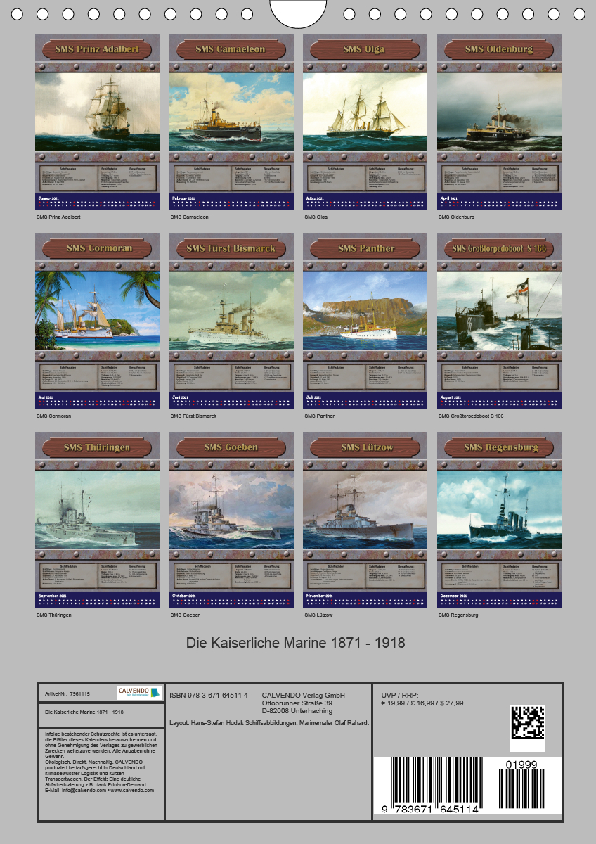 Die kaiserliche Marine 1871 1918 CALVENDO