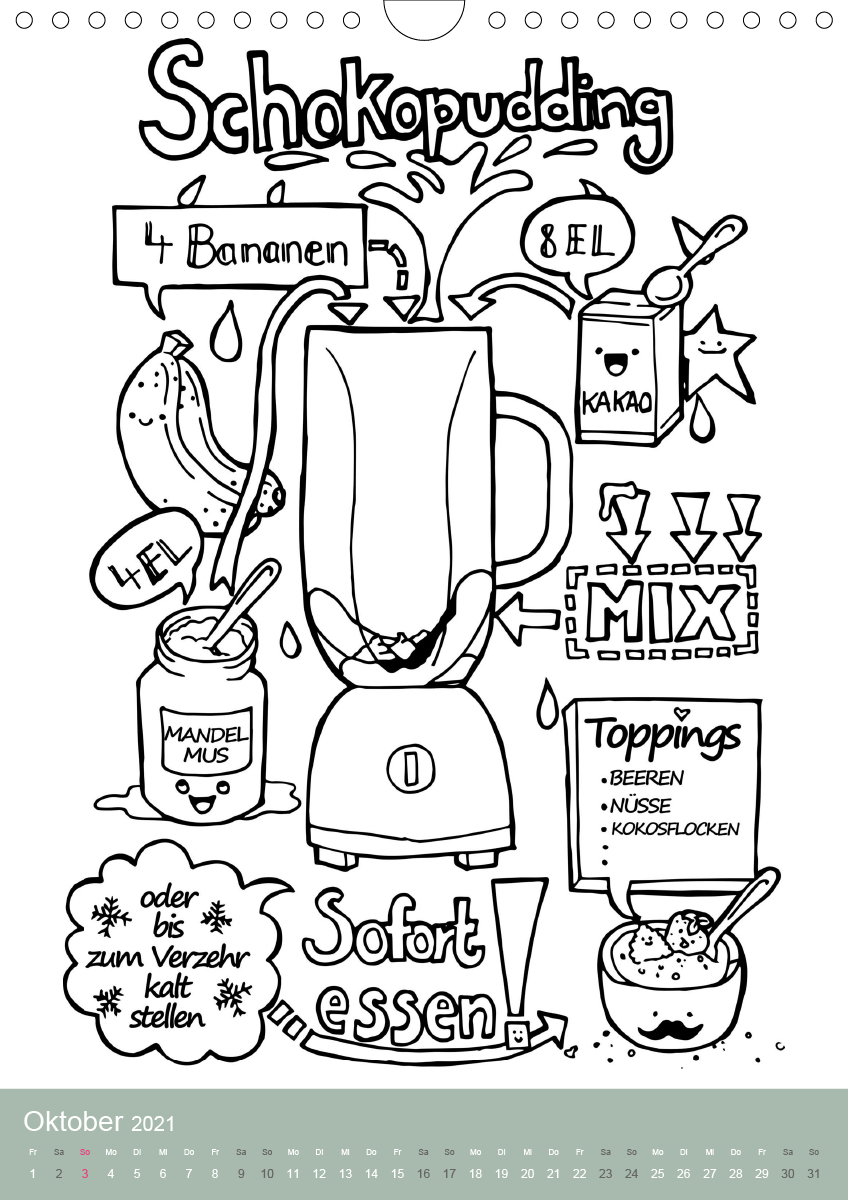 Koch Mal Kalender Lustige Rezepte Zum Ausmalen Calvendo
