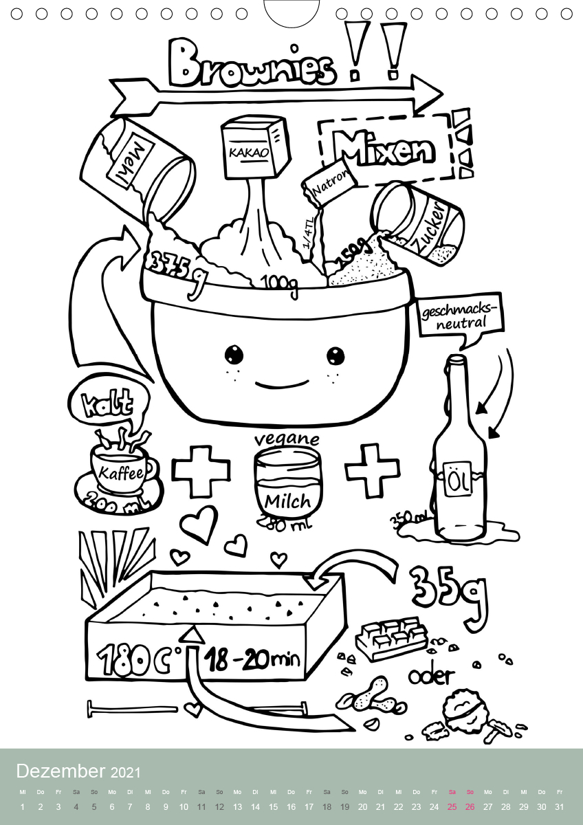 KOCH MAL KALENDER - Lustige Rezepte zum Ausmalen - CALVENDO