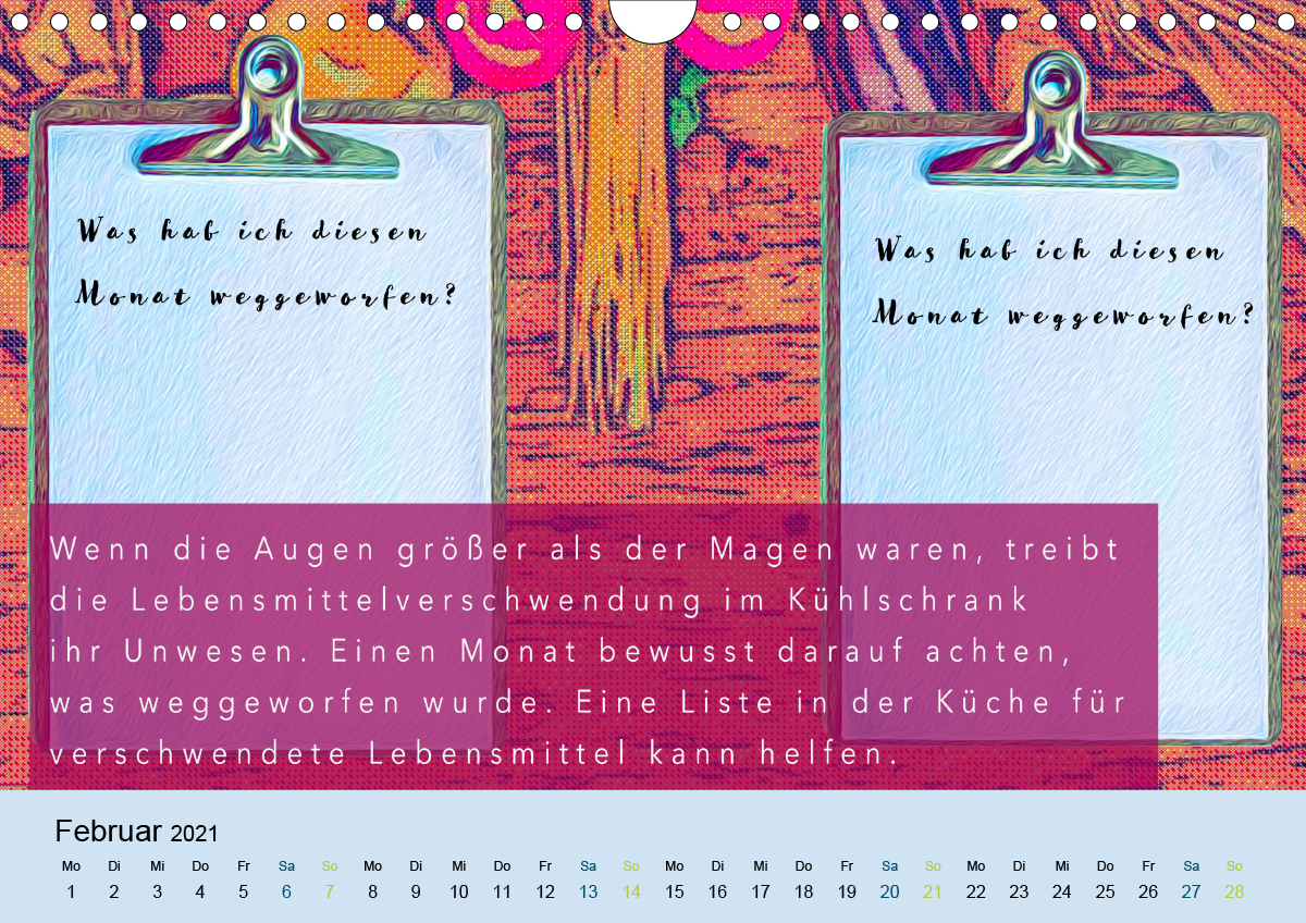 Nachhaltiger Kalender. Monat für Monat in