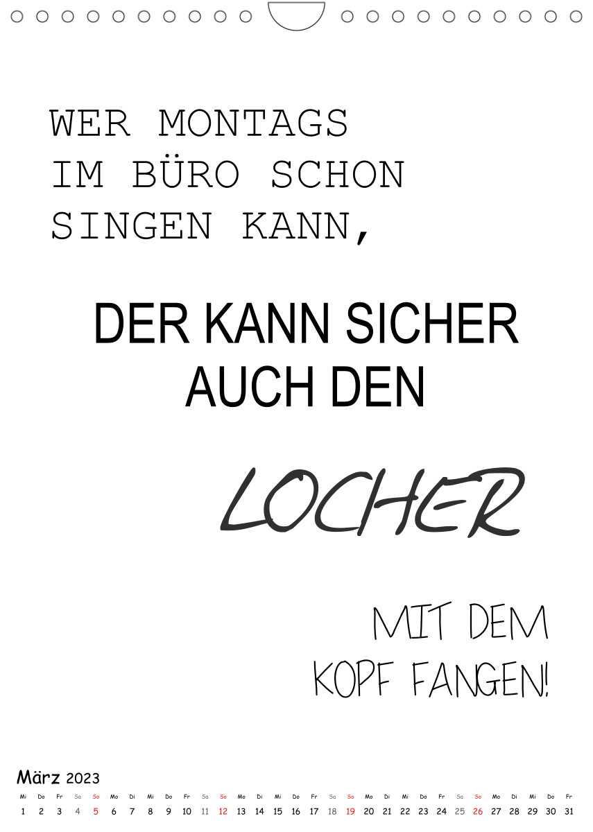 Calvendo Calendrier — TypoKalender für das Büro. Gemeine und lustige