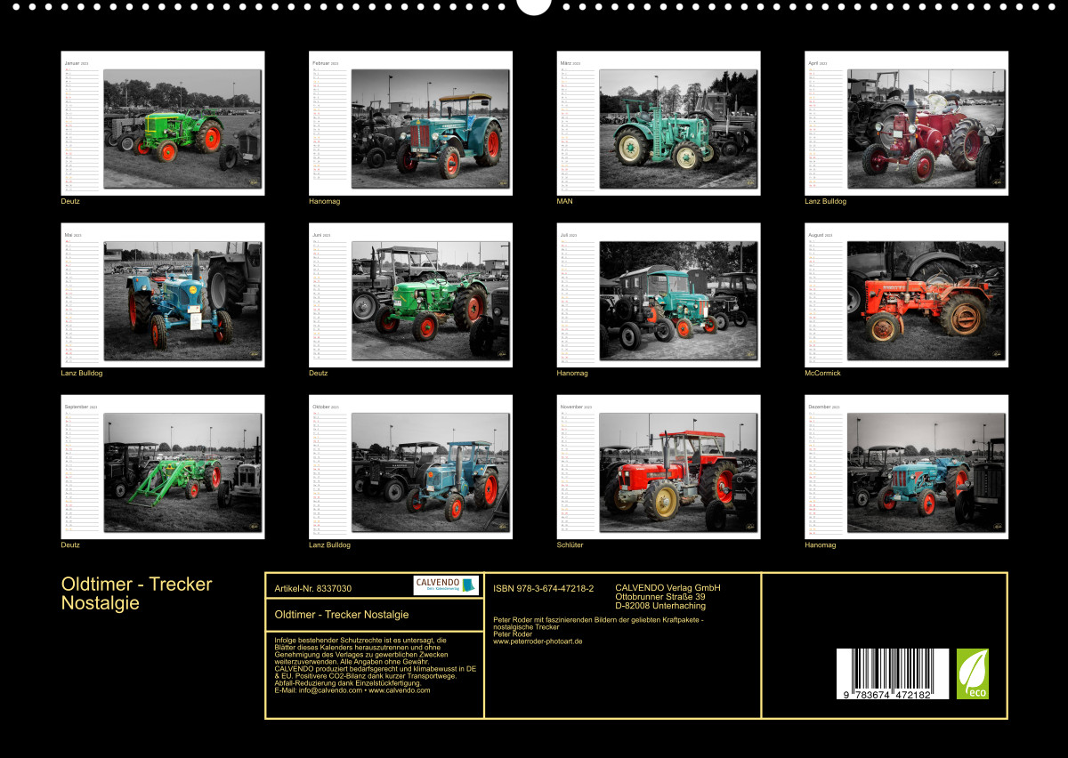 Calvendo Calendar — Oldtimer - Trecker Nostalgie, Kalender 2023