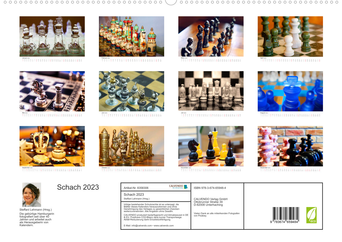 Calvendo Kalender — Schach 2023. Impressionen von Figuren und Spielen 