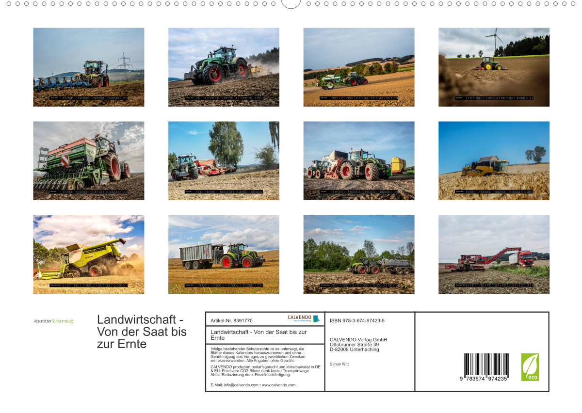 Calvendo Calendrier — Landwirtschaft - Von der Saat bis zur Ernte 