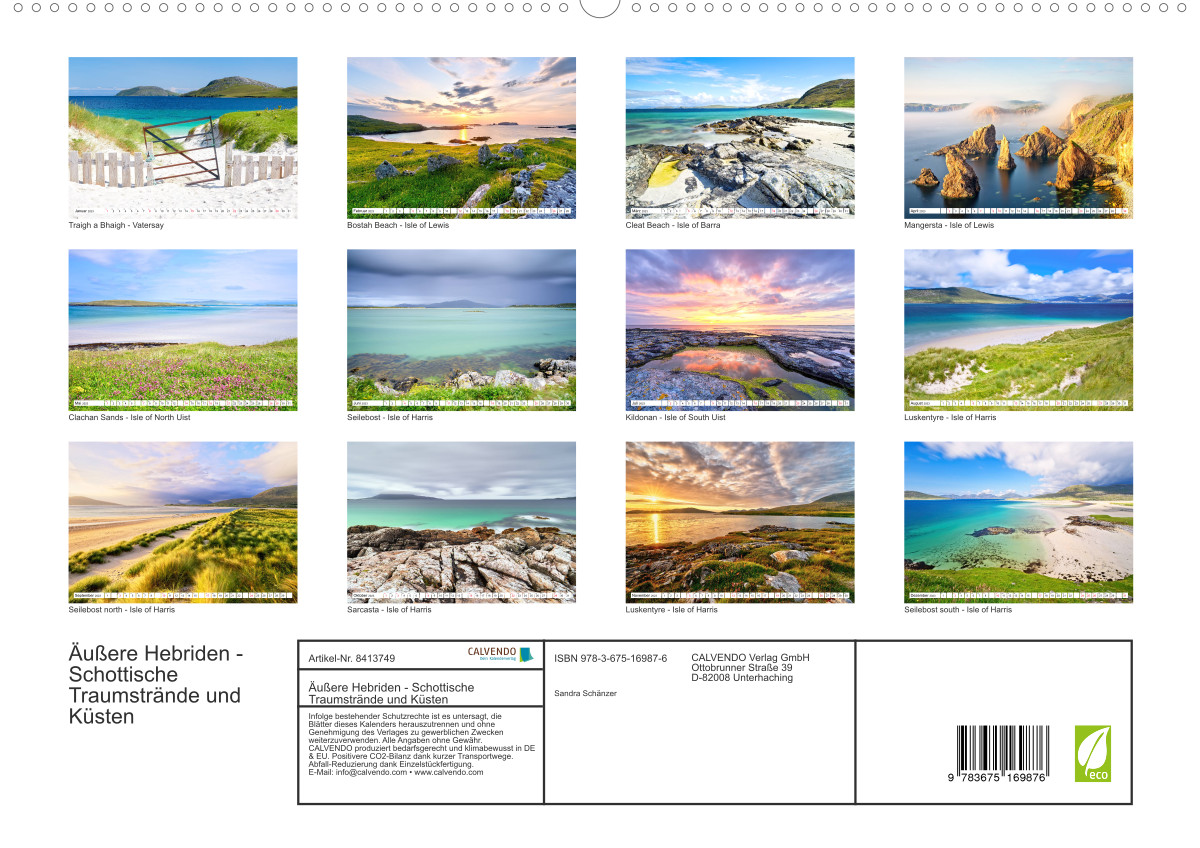 Calvendo Kalender — Äußere Hebriden - Schottische Traumstrände und 