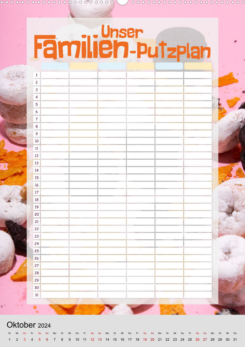 Gothic WG-Putzplan & Kalender 2025  Kalender und Putzplan in einem 